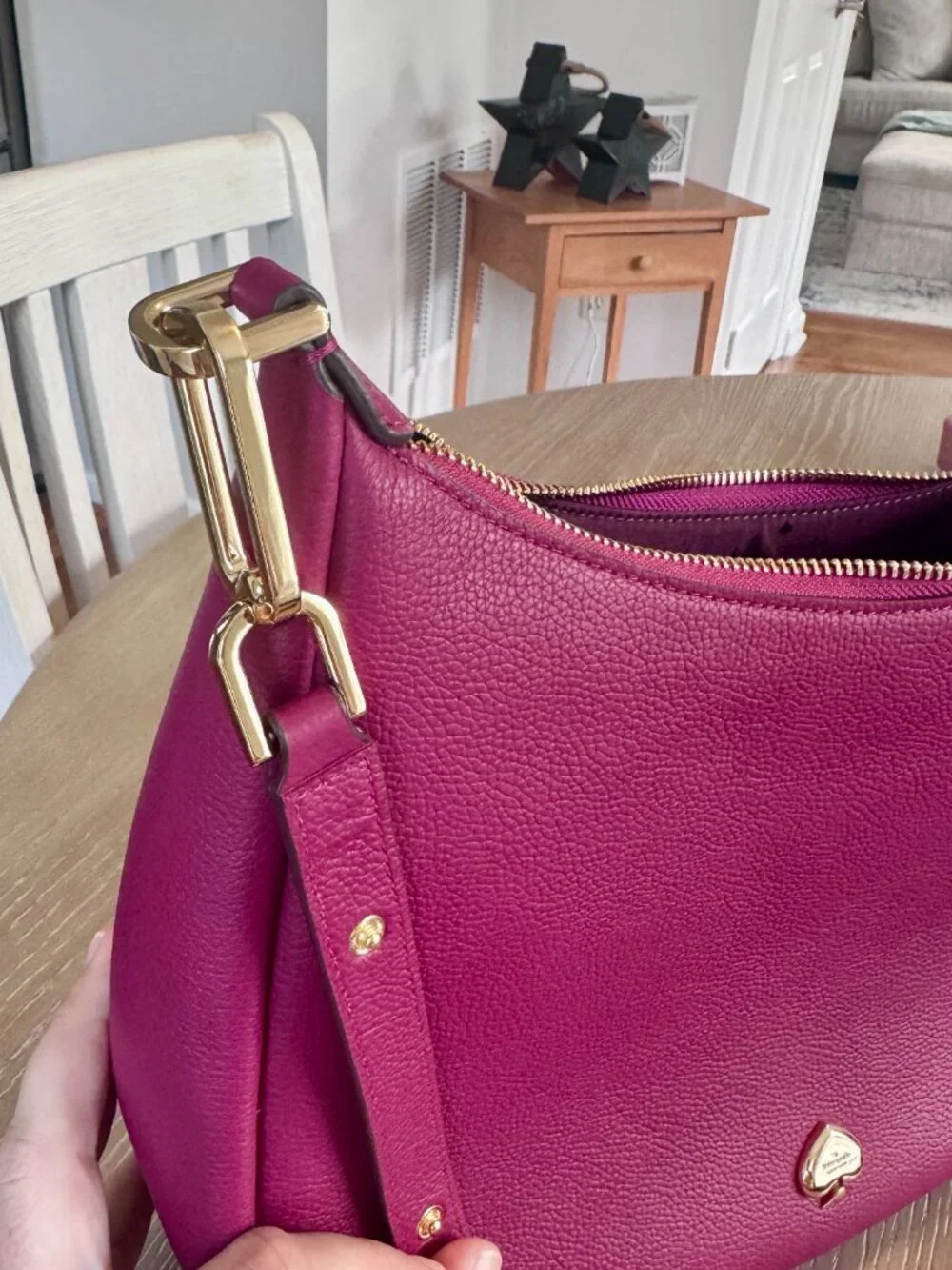 NWT Kate Spade Kayla Large Shoulder Bag Pebbled Leather, Raspberry Color KK055